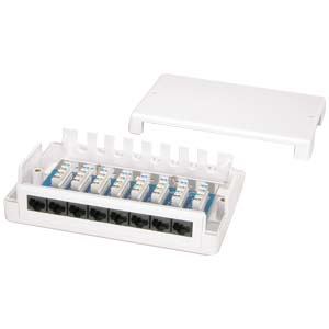 8-port Surface Mount Box with CAT6 Jacks