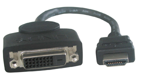 8" DVI-D Female to HDMI Male Adap. Cable