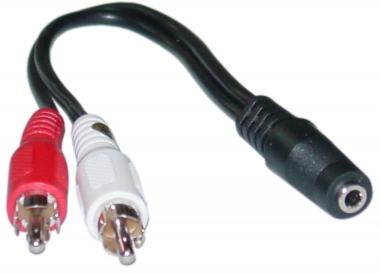 6"  3.5mm Jack to (2) RCA Plugs
