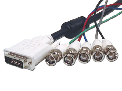 2m (6.56') DVI-A Male to 5 BNC Cable