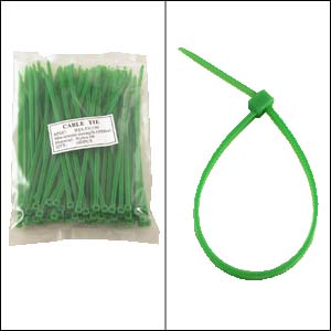 6" GREEN Nylon Cable Tie - 100 pack
