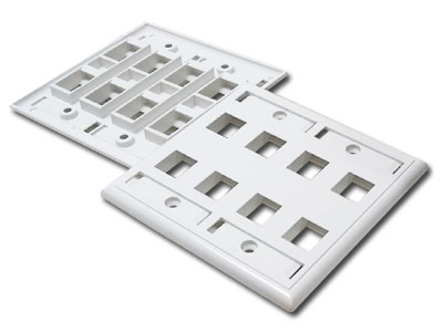 Image of 8-port Double-Gang Wallplate - White