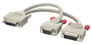 Image of 8" DVI-I F to DVI-D M + VGA Male Y Cable
