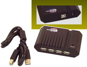 USB 4-port Hub with A/B Cable