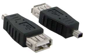USB 2.0 A Female to Mini B 4-pin Male