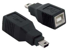 USB 2.0 B Female to Mini B 5-pin Male